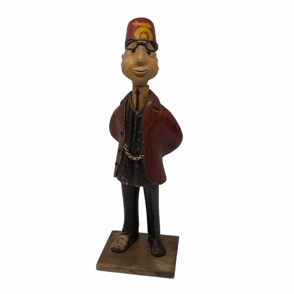 Romer Cormano Shriner Man Wood Hand Carved Italian ANRI Statue Figurine Vintage - Picture 5 of 10